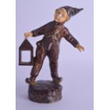 AN ART NOUVEAU BRONZE AND IVORY FIGURE OF A BOY by Georges Omerth (1895-1925) modelled carrying a