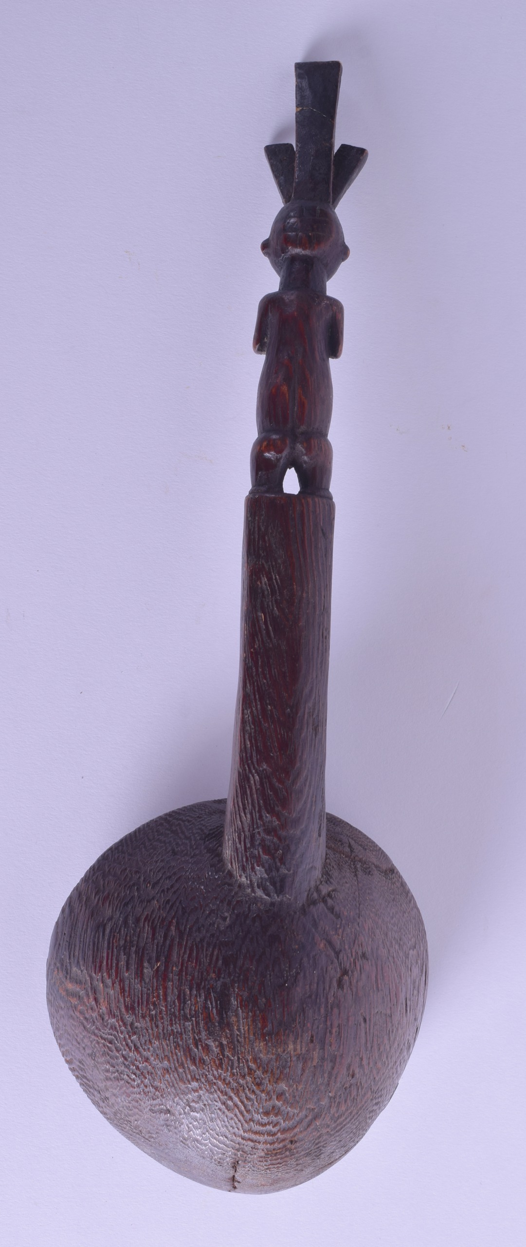 AN EARLY 20TH CENTURY AFRICAN CARVED TRIBAL FIGURAL SPOON modelled as a standing fertility figure - Image 2 of 2