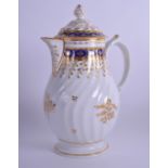 Early 19th c. Chamberlains Worcester coffee pot and cover with wrythen moulded body decorated in