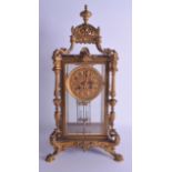 A STYLISH 19TH CENTURY FRENCH ORMOLU FOUR GLASS MANTEL CLOCK the dial signed Ramon Valdes Oviedo. 48