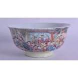 A CHINESE FAMILLE ROSE REPUBLICAN PERIOD BOWL bearing Jiaqing marks to base, painted with boys