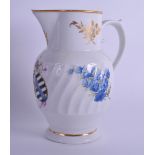 19th c. Coalport jug painted by Wm. Billingsley with flowers and a coat of arms above the phrase '