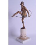 A LOVELY ART DECO COLD PAINTED BRONZE FIGURE OF A HOOP DANCER by Bruno Zach (1891-1945) modelled