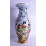 A LARGE MAJESTIC 19TH CENTURY FRENCH PARIS PORCELAIN VASE wonderfully painted with ducks within an