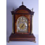 A GOOD LARGE EARLY 19TH CENTURY MAHOGANY BRACKET CLOCK with brass floral inlaid decoration, the dial