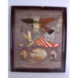 A 1920S FRAMED AMERICAN SS STEEL AGE MARITIME EMBROIDERED PANEL in the memory of a cruise around the