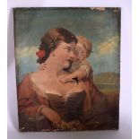 MANNER OF THOMAS DAVIDSON (1863-1893), unframed oil on canvas, portrait of a female and child in a