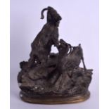 A BRONZE FIGURE OF A MOUNTAIN GOAT After Jules Moigniez (1835-1894), modelled upon a naturalistic