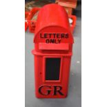 A 1930'S POST BOX, original George V cast iron lamp box type. 52 cm x 20 cm.