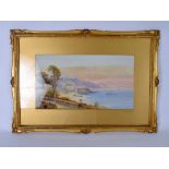 E ST JOHN (1880-1920), framed watercolour, signed, coastal landscape, "Amalfi". 24 cm x 45 cm.