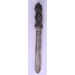 A MID 19TH CENTURY MALTESE FILIGREE SILVER PAPER KNIFE with open work handle. 1.6 oz. 21 cm long.