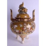 A VERY LARGE LATE 19TH CENTURY JAPANESE MEIJI PERIOD SATSUMA CENSER AND COVER in the manner of