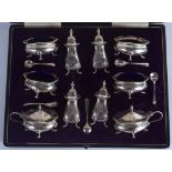 A CASED 1920S SILVER CRUET SET. Birmingham 1923. (15)