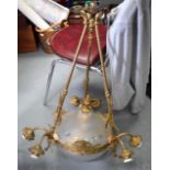 AN ORMOLU MOUNTED CEILING LIGHT, decorated with twist supports and flowers. 80 cm long.