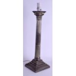 A LARGE 19TH CENTURY SILVER PLATED CLASSICAL CANDLESTICK by Walker & Hall, converted to a lamp.