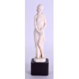 A FINE FRENCH ART DECO CARVED IVORY FIGURE OF A SEMI CLAD FEMALE by Antoine Boulard, modelled