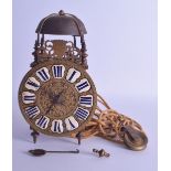 AN UNUSUAL 18TH CENTURY DUTCH LANTERN TYPE CLOCK decorated with neo classical vines, encased