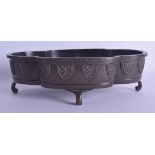 A 19TH CENTURY JAPANESE MEIJI PERIOD BRONZE LOBED CENSER decorated with floral vines. 29 cm x 19.5