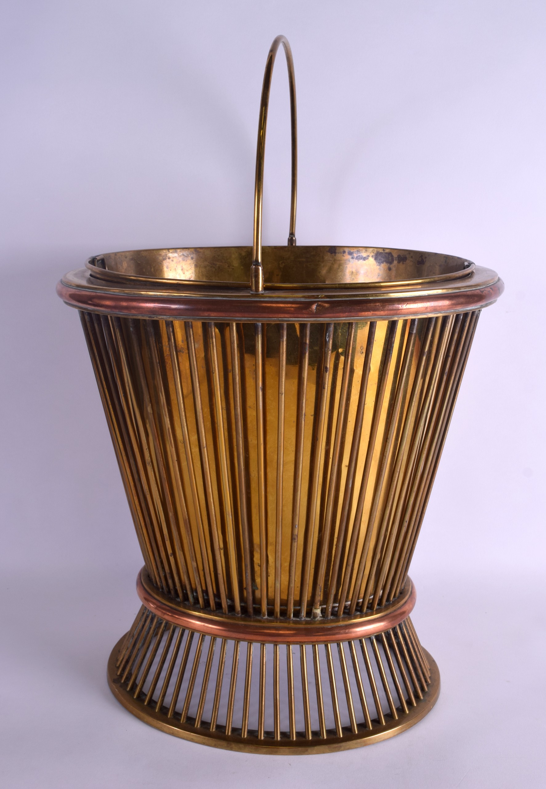 A RARE 18TH CENTURY DUTCH BRASS AND COPPER BUCKET of open work form. 54 cm x 36 cm.