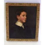 ENGLISH SCHOOL (Early 20th century0, framed oil on canvas, quarter length portrait of a young boy in