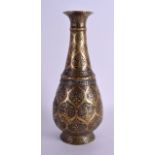 A 17TH/18TH CENTURY ISLAMIC MIDDLE EASTERN BRONZE VASE decorated with floral sprays within shaped