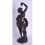 A GOOD 19TH CENTURY FRENCH BRONZE FIGURE OF A NUDE FEMALE by Francois Theodore Devaulx, modelled