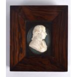 A LATE 18TH CENTURY TASSIE ADAM FERGUSON LTD CAMEO PLAQUE within a rosewood frame. Image 7.5 cm x