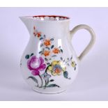 AN 18TH CENTURY ENGLISH PORCELAIN SPARROW BEAK JUG painted with floral sprays. 7.25 cm high.