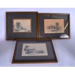 SCOTTISH SCHOOL (Early 20th Century), framed set of three drawings, depicting landscape scenery.