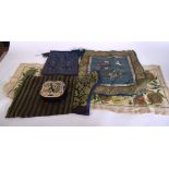 A SMALL GROUP OF ORIENTAL SILKS, together with a box etc. (qty)