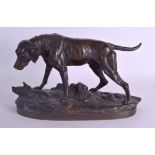 A LATE 19TH CENTURY FRENCH BRONZE FIGURE OF A ROAMING HOUND by Edouard Drouot (1859-1945),