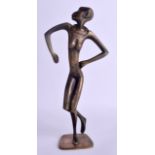 A STYLISH HAGENAUER AUSTRIAN BRONZE FIGURE OF A TRIBAL FEMALE modelled in a stylised stance upon a