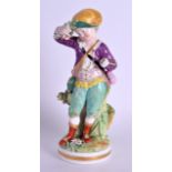 19th c. Derby figure of a holding flowers to his hat, incised ‘N’ number to base. 27cm high