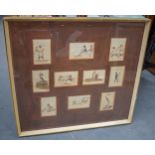 INDIAN SCHOOL, framed set of ten watercolours, depicting figures in various pursuits. 56 cm x 60