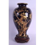 A LARGE 19TH CENTURY JAPANESE MEIJI PERIOD SATSUMA POTTERY VASE painted and lacquered with gold