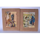 NEWELL WARDSWORTH, unframed pair watercolours, Jesus in various pursuits. 30 cm x 23 cm.