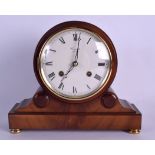 A MAHOGANY COMITTI LONDON SCROLLING MANTEL CLOCK. 25 cm x 21 cm.