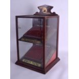 A RARE SWAN PENS COUNTER TOP DISPLAY CABINET with one blackbird and one swan fitted pen trays to the