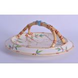 A STYLISH LATE 19TH CENTURY AESTHETIC MOVEMENT CIRCULAR BASKET DISH in the manner of Worcester,