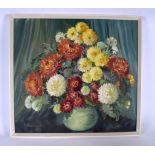 VIOLET TIBBETTS, framed oil on board, still life flowers in a vase, signed. 60 cm x 65 cm.