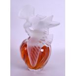 A VERY LARGE FRENCH LALIQUE GLASS SCENT BOTTLE AND STOPPER formed as two love birds in an embrace.