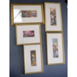 FIVE WATERCOLOURS BY J HARRISON, three signed and dated. Largest 9 cm x 22 cm. (5)