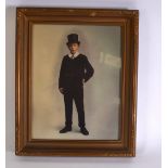 A FRAMED PHOTOGRAPHIC PRINT, depicting a young Winston Churchill. 34 cm x 26 cm.