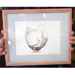 CLAIRE NORRINGTON (British), framed watercolour, signed & dated '93, study of a goose. 17 cm x 23