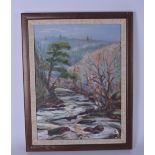 ENGLISH SCHOOL (20th Century), framed oil on canvas, impressionist river landscape, signed "Hudson".