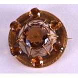 AN ANTIQUE GOLD SCOTTISH CITRINE BROOCH. 16.3 grams. 4 cm diameter.