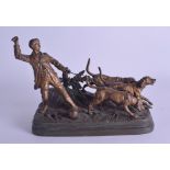 A GOOD 19TH CENTURY FRENCH BRONZE FIGURAL GROUP by Alfred Dubucand (1828-1894) modelled as a male