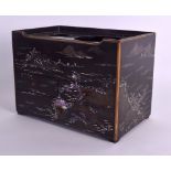 AN EARLY 20TH CENTURY JAPANESE MEIJI PERIOD MOTHER OF PEARL LACQUER CABINET decorated in mother of