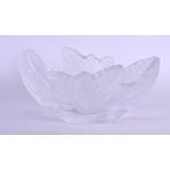 A FRENCH LALIQUE GLASS BOWL decorated with fern leaves. 19 cm x 14 cm.