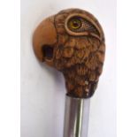 A WALKING CANE, the handle in the form of a parrot head. 94 cm long.